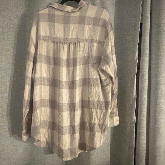 Dex Beige Plaid Button-Up Shirt Tunic - size 2X - Picture 5 of 7